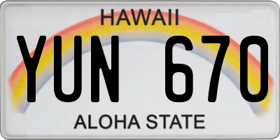 HI license plate YUN670