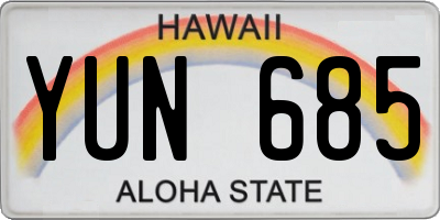 HI license plate YUN685
