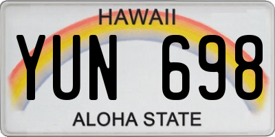 HI license plate YUN698