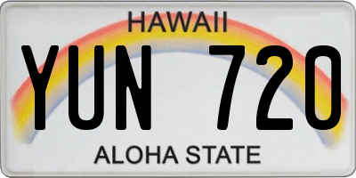 HI license plate YUN720
