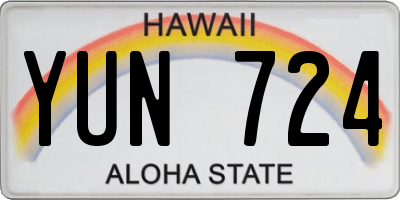 HI license plate YUN724