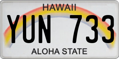 HI license plate YUN733