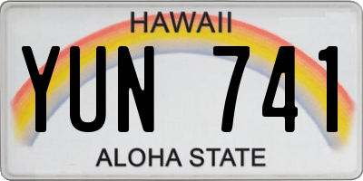 HI license plate YUN741