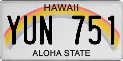 HI license plate YUN751
