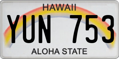 HI license plate YUN753