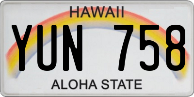 HI license plate YUN758