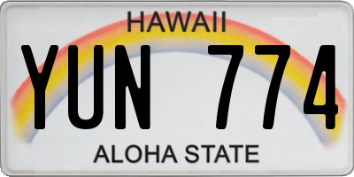 HI license plate YUN774