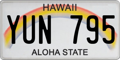 HI license plate YUN795