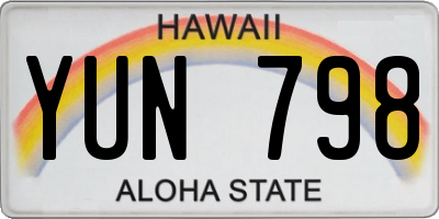HI license plate YUN798