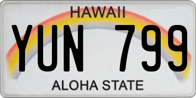 HI license plate YUN799