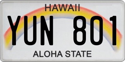 HI license plate YUN801