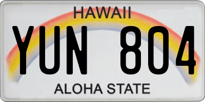 HI license plate YUN804