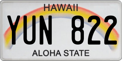 HI license plate YUN822