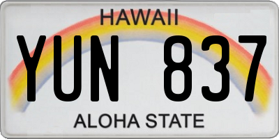 HI license plate YUN837