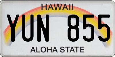 HI license plate YUN855