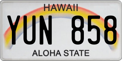 HI license plate YUN858