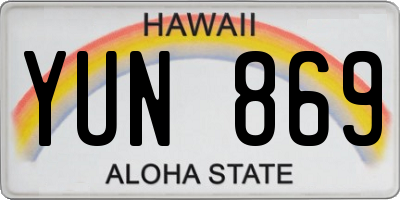 HI license plate YUN869