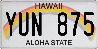 HI license plate YUN875
