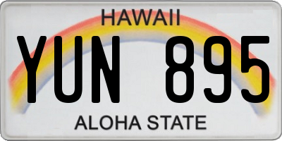 HI license plate YUN895