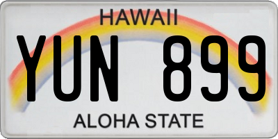 HI license plate YUN899