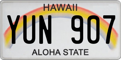 HI license plate YUN907