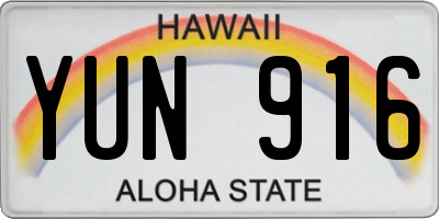 HI license plate YUN916