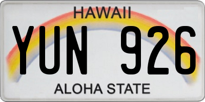 HI license plate YUN926