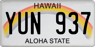 HI license plate YUN937