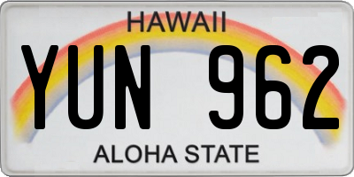 HI license plate YUN962