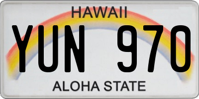 HI license plate YUN970