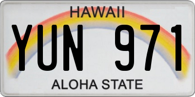 HI license plate YUN971