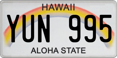 HI license plate YUN995