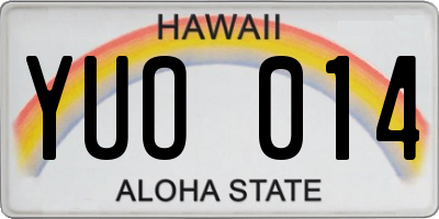 HI license plate YUO014