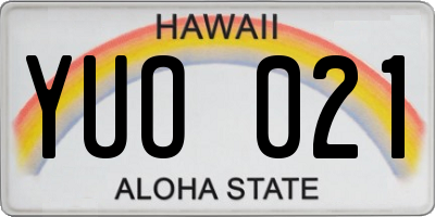 HI license plate YUO021