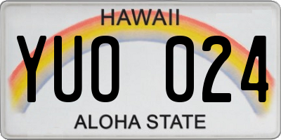 HI license plate YUO024