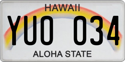 HI license plate YUO034