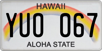 HI license plate YUO067