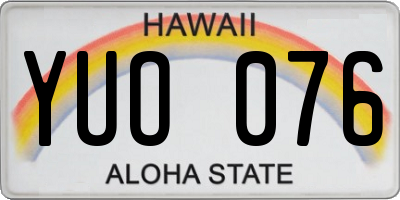 HI license plate YUO076