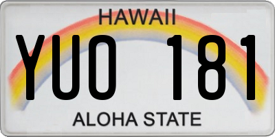 HI license plate YUO181