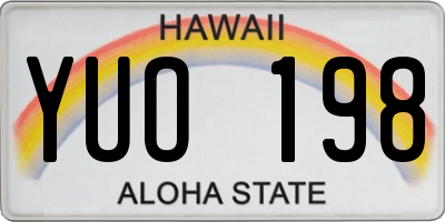 HI license plate YUO198