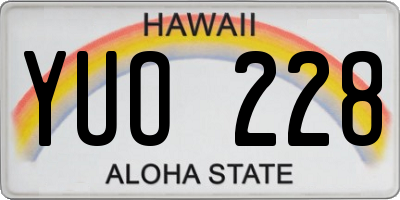 HI license plate YUO228