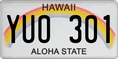 HI license plate YUO301