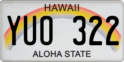HI license plate YUO322
