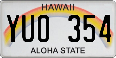 HI license plate YUO354