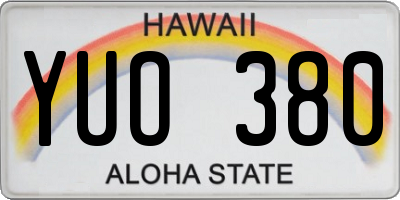 HI license plate YUO380