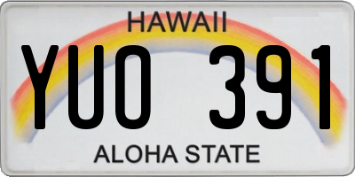 HI license plate YUO391
