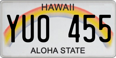 HI license plate YUO455