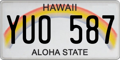 HI license plate YUO587