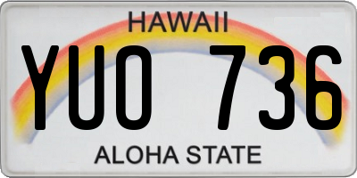 HI license plate YUO736