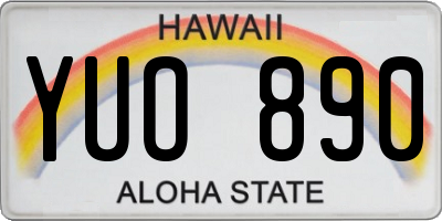 HI license plate YUO890